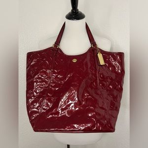 Coach Burgundy Patent Leather Signature C Shoulder Bag